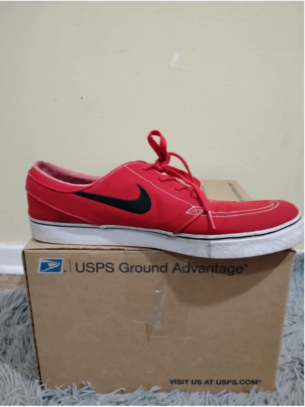 Nike SB Stefan Janoski Shoes Mens Size 14 Red Canvas Skateboarding 615957-603